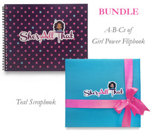 Load image into Gallery viewer, Teal Scrapbook + A-B-Cs of Girl Power Flipbook Bundle